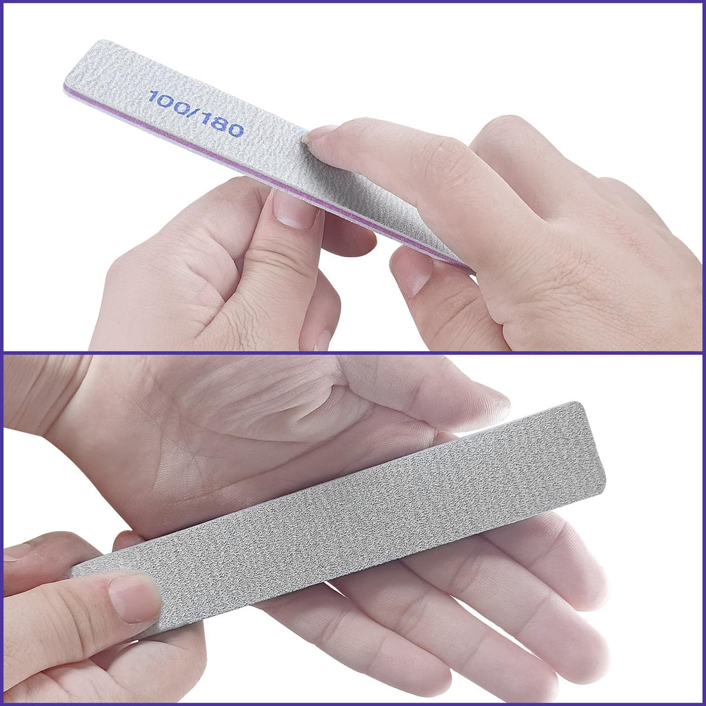 HomeyEra Nail Files (50 Pack) - 100/180 Grit Dual-Sided Emery Boards