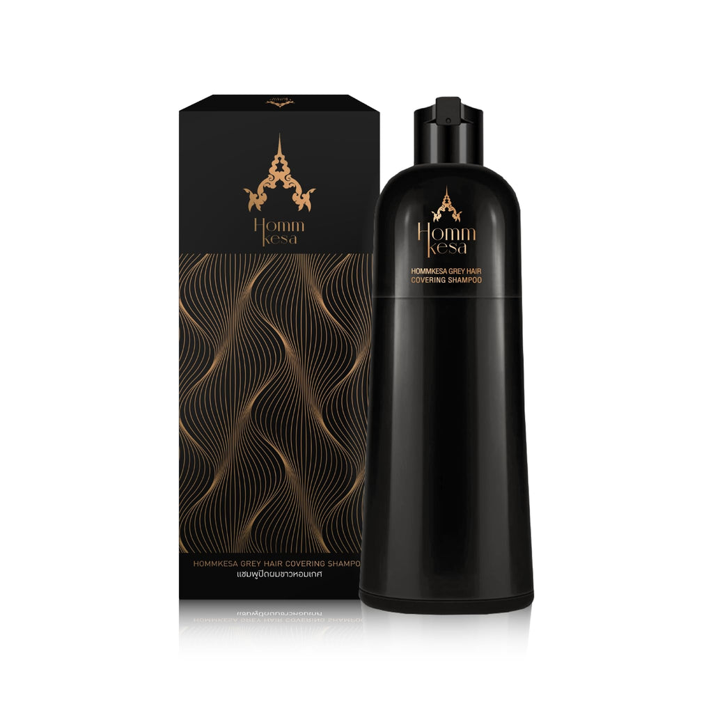 Hommkesa Grey Hair Covering Shampoo – Premium 3-in-1 Dye & Nourish for Grey Hair (Natural Black)