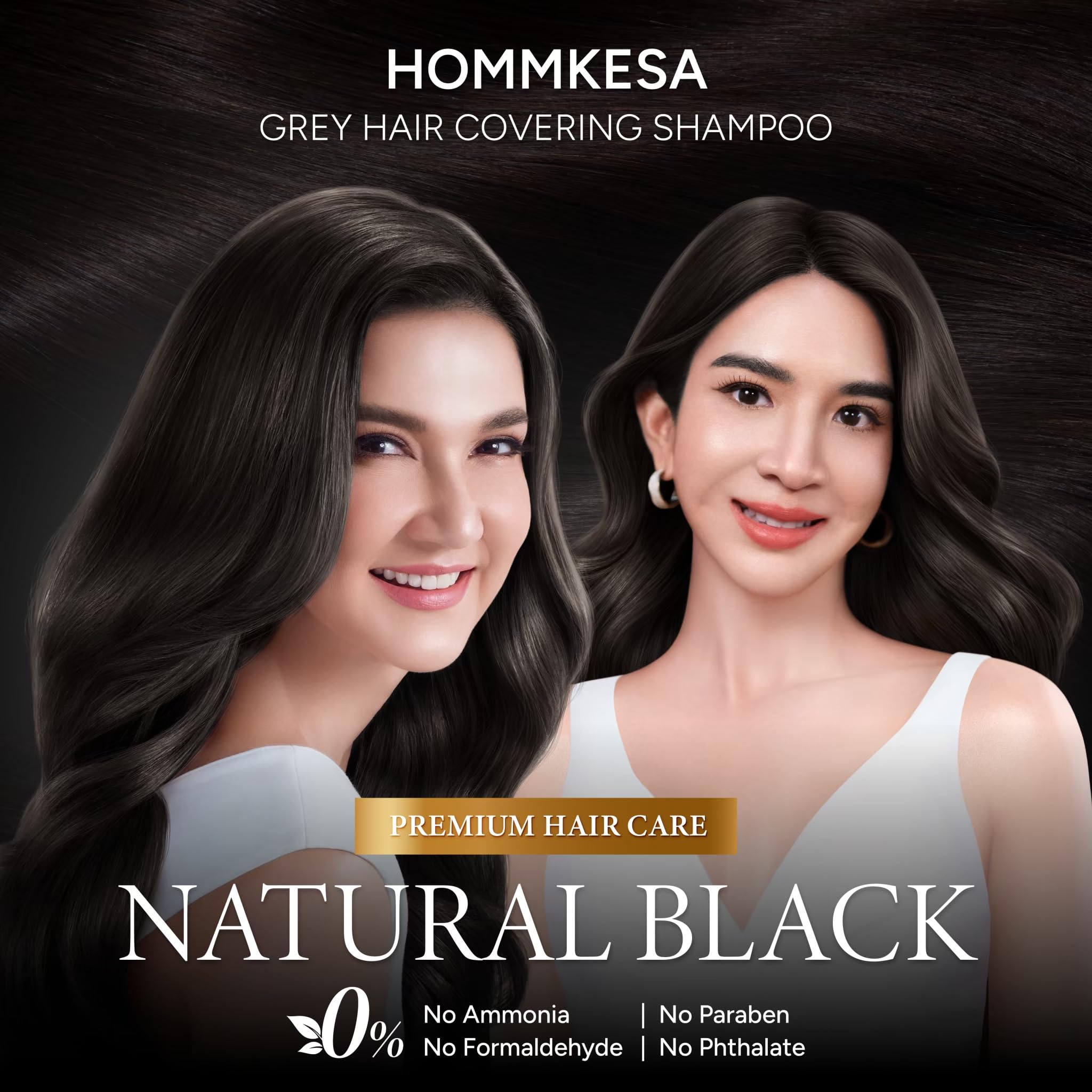 Hommkesa Grey Hair Covering Shampoo – Premium 3-in-1 Dye & Nourish for Grey Hair (Natural Black)