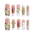 Homsera Celestial Sanctuary Square Press-On Nails – 3D Angel Wings & Halo Design