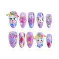 Homsera Handmade Press On Nails – Almond Shape, French Tips, 3D Joker Design, Reusable 10 Pcs