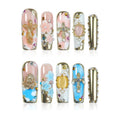 Homsera Opulent Handmade Press-On Nails – Intricate Square Nails for Weddings & Events