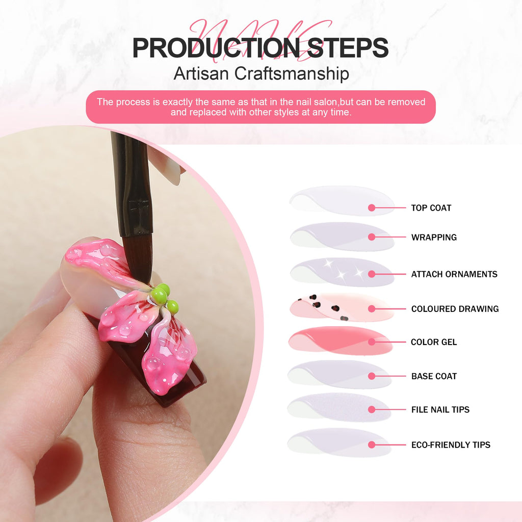 Homsera Opulent Handmade Press-On Nails – Intricate Square Nails for Weddings & Events