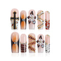 Homsera Press-On Nails – 3D Floral Motifs, Handmade Long Nails for Modern Elegance