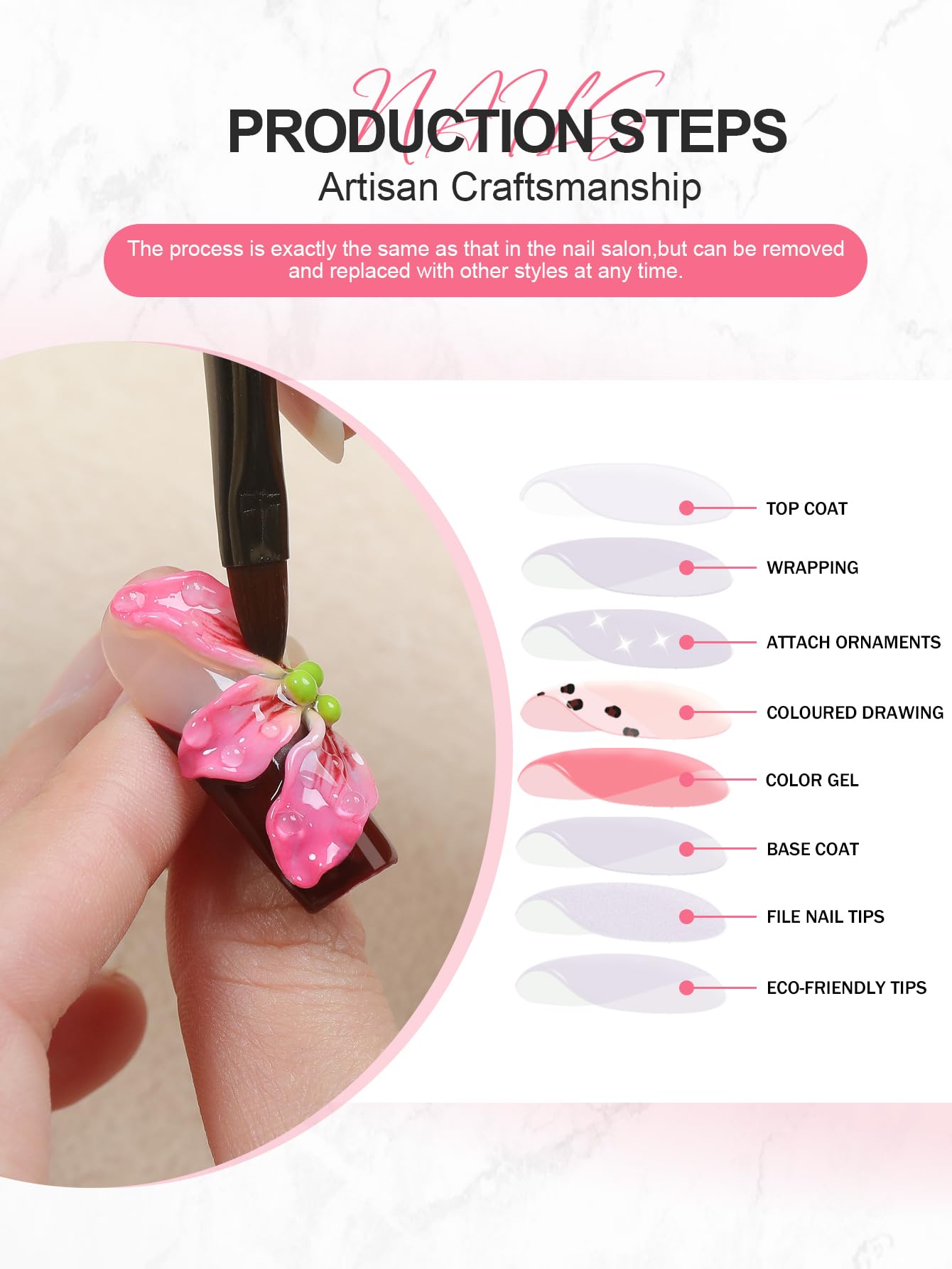 Homsera Handmade XL Press-On Nails – Gold French Tips with 3D Cross Heart Charms