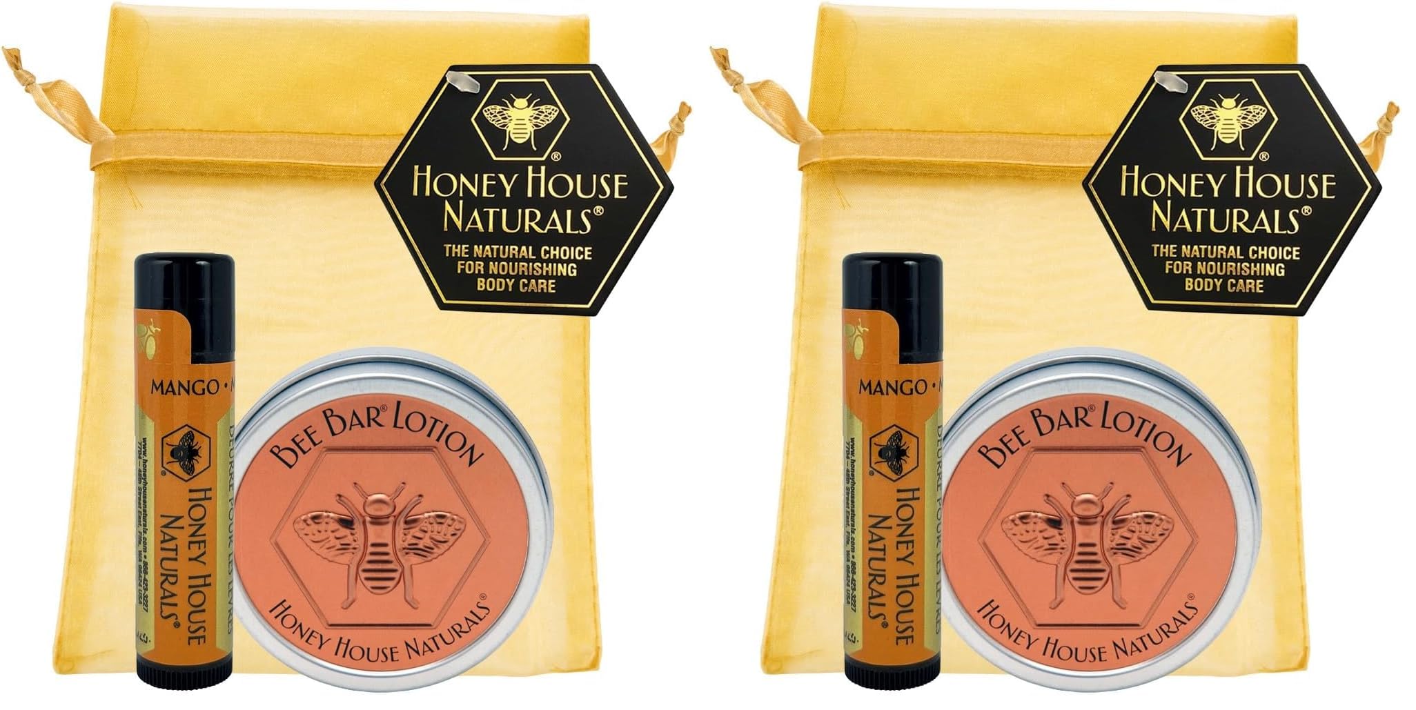Honey House Naturals 2 Piece Gift Set – Lotion Bar & Mango Lip Butter – Made in USA (Variant Name, Pack of 2)