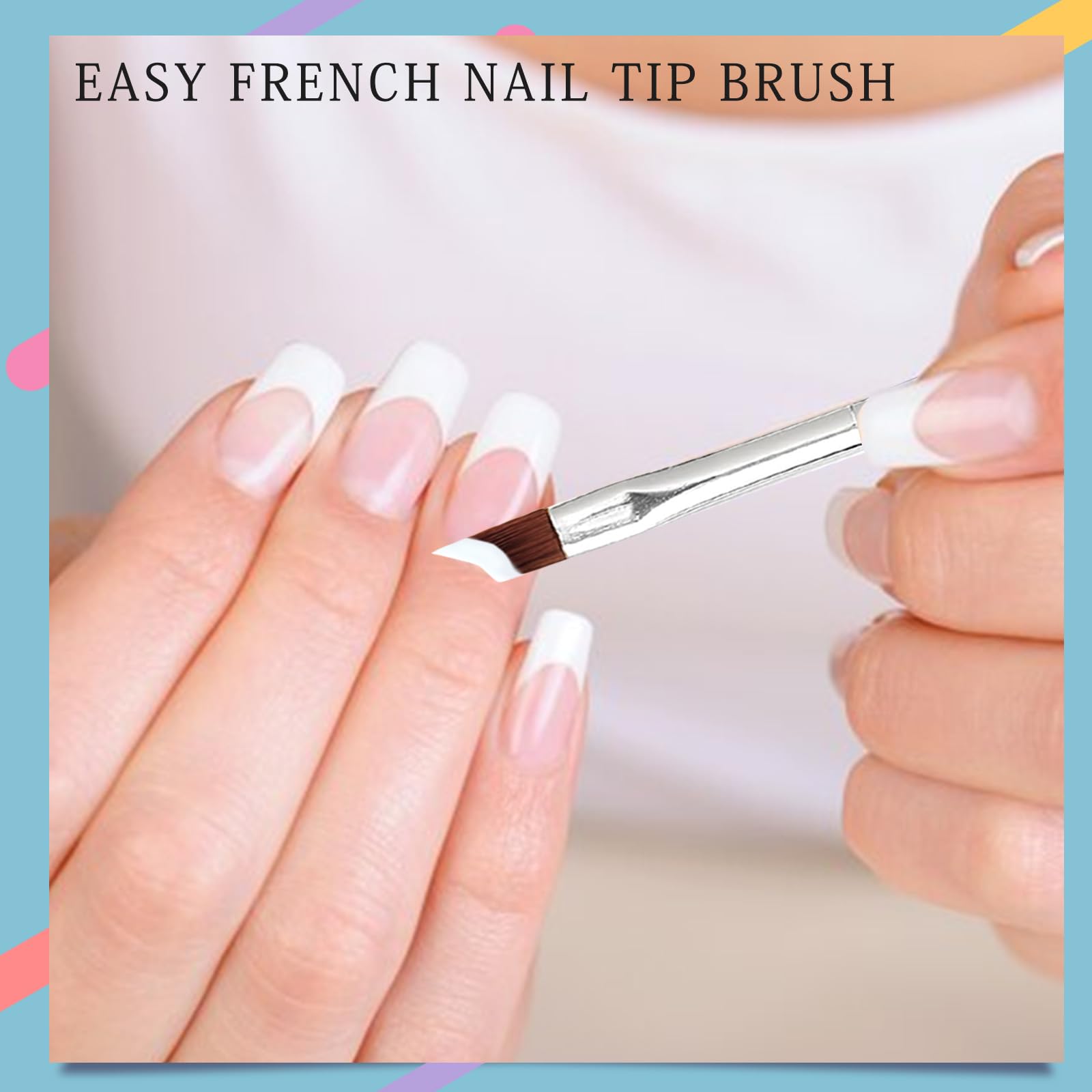 Honey Joy Oblique Head French Tip Nail Brush – Black Handle, Pack of 2 for UV Gel & Acrylic Painting