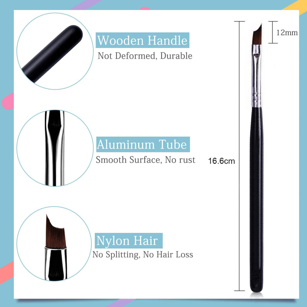 Honey Joy Oblique Head French Tip Nail Brush – Black Handle, Pack of 2 for UV Gel & Acrylic Painting