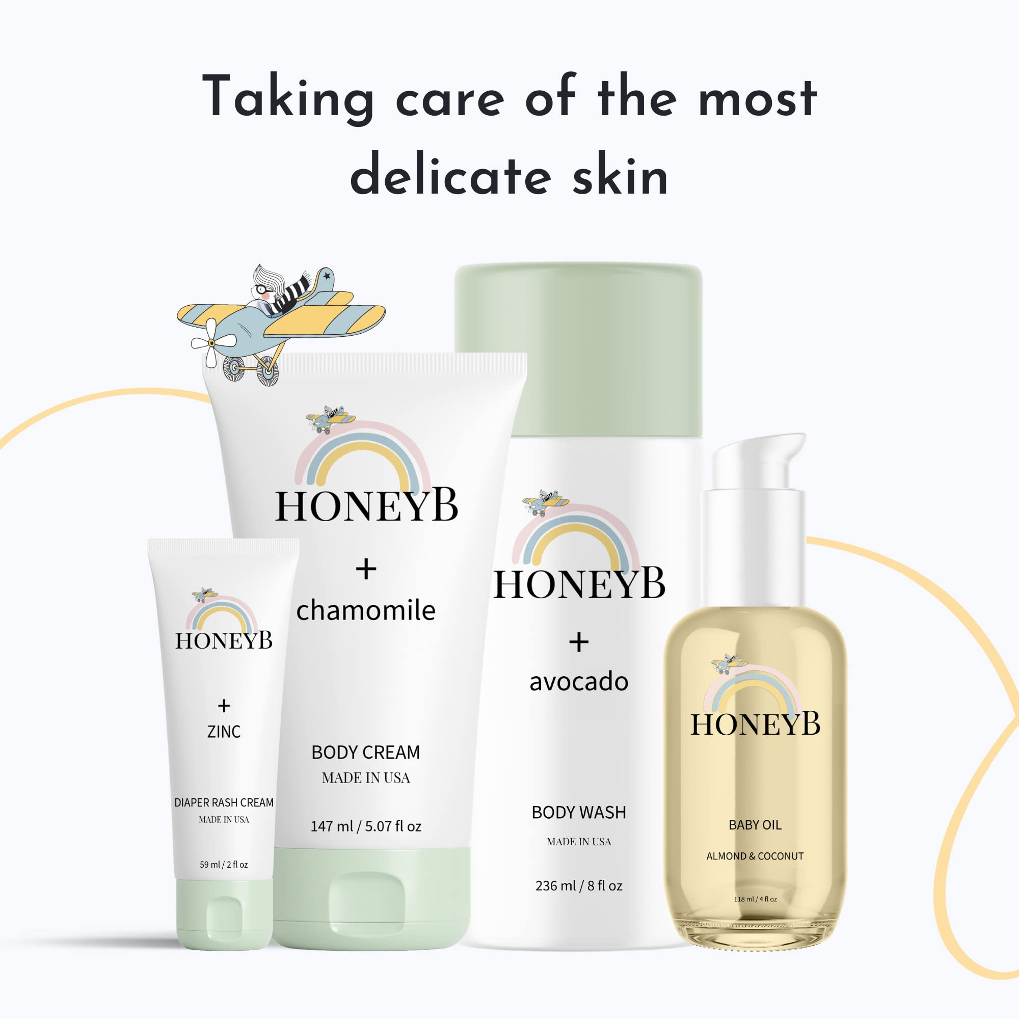 HoneyB Baby Wash & Shampoo with Avocado Oil | Gentle, All-Natural Baby Skincare