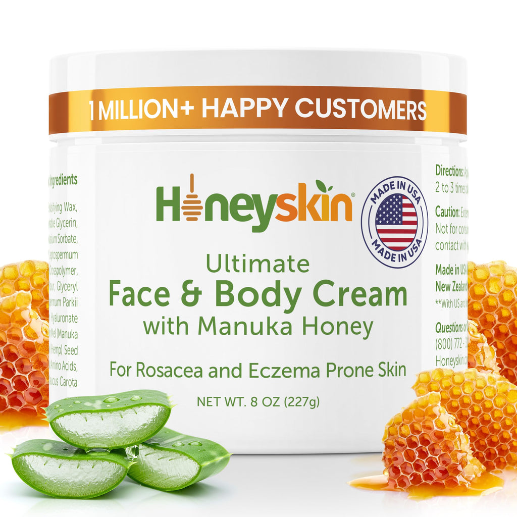 Honeyskin Hydrating Manuka Honey Face & Body Moisturizer – For Extremely Dry Skin (8 oz)