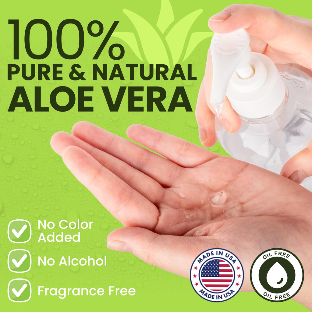 Honeyskin Organic Aloe Vera Gel – 100% Pure, Sunburn Relief & Face Moisturizer (64 fl oz)