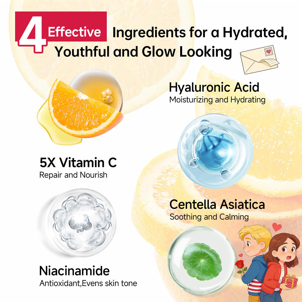HONLINK Glown 6-Piece Hydrating Skincare Set — Vitamin C & Niacinamide | Gift for Women