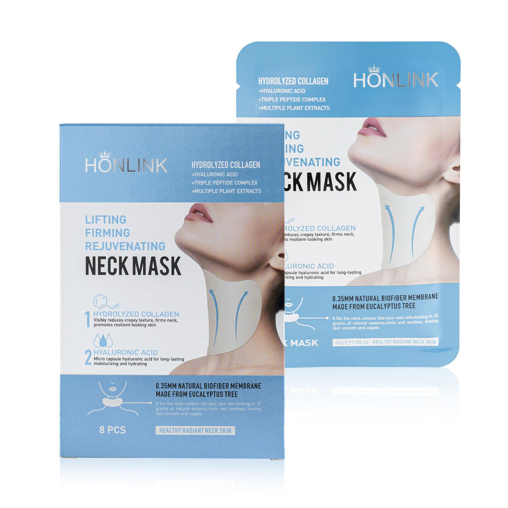 HONLINK Neck Mask 8-Pcs Set | Hydrating Collagen, Hyaluronic Acid & Peptide for Firmer, Smoother Neck