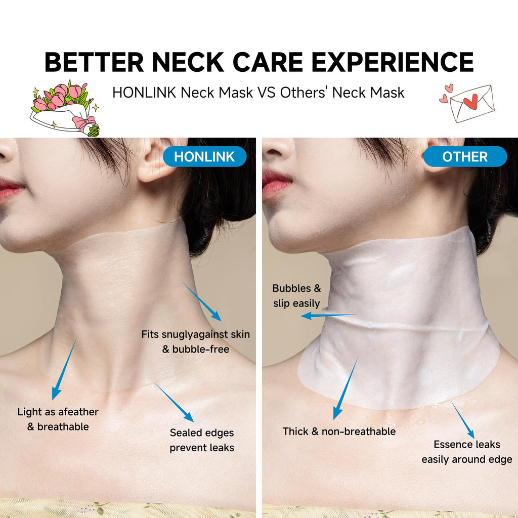 HONLINK Neck Mask 8-Pcs Set | Hydrating Collagen, Hyaluronic Acid & Peptide for Firmer, Smoother Neck