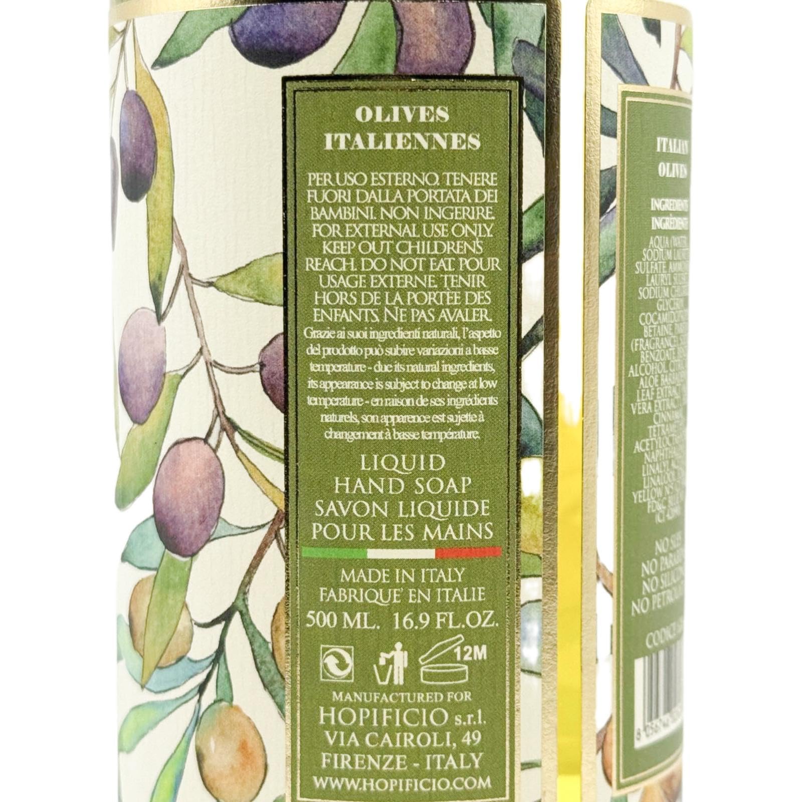 Hopificio Italian Olives Hand Soap 16.9 Fl Oz | Italian Luxury Hand Wash