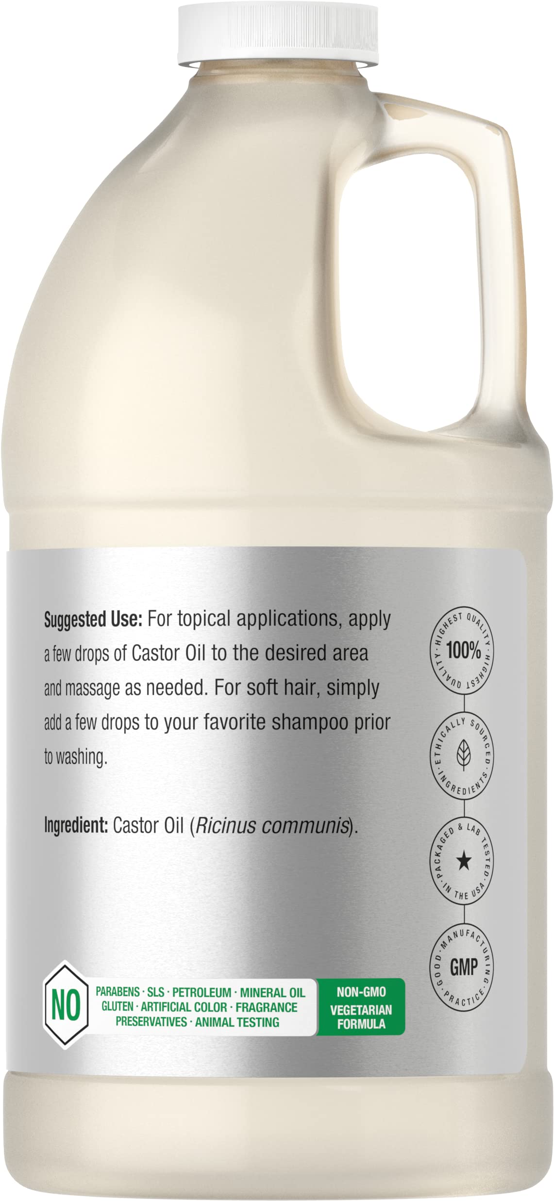 Horbäach Castor Oil 64oz | Hexane-Free, Cold-Pressed, Vegetarian, Non-GMO