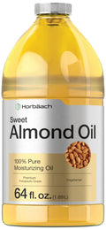 Horbäach Sweet Almond Oil 64-oz – Cold-Pressed, Hexane-Free Carrier Oil for Hair & Skin | Vegan, Non-GMO, Cruelty-Free
