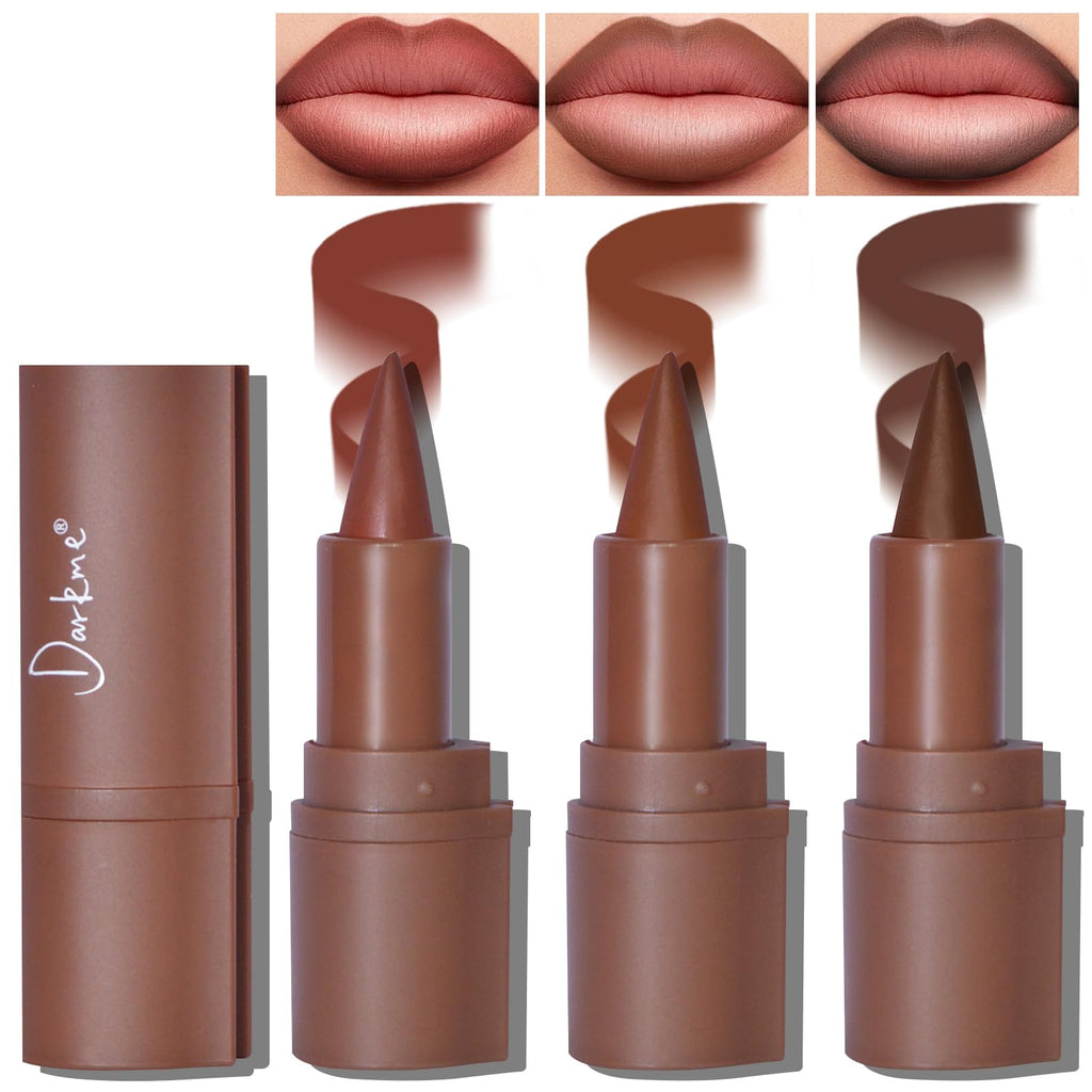 HOSAILY 3 Colors 2-in-1 Lip Liner Set – Matte Lip Liner & Lipstick in Red, Light Brown, Dark Brown | Creamy, Long-Lasting