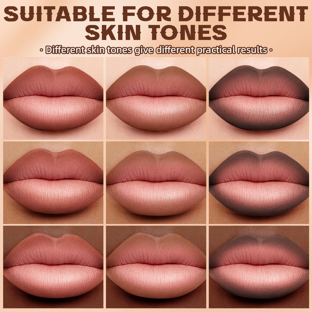 HOSAILY 3 Colors 2-in-1 Lip Liner Set – Matte Lip Liner & Lipstick in Red, Light Brown, Dark Brown | Creamy, Long-Lasting