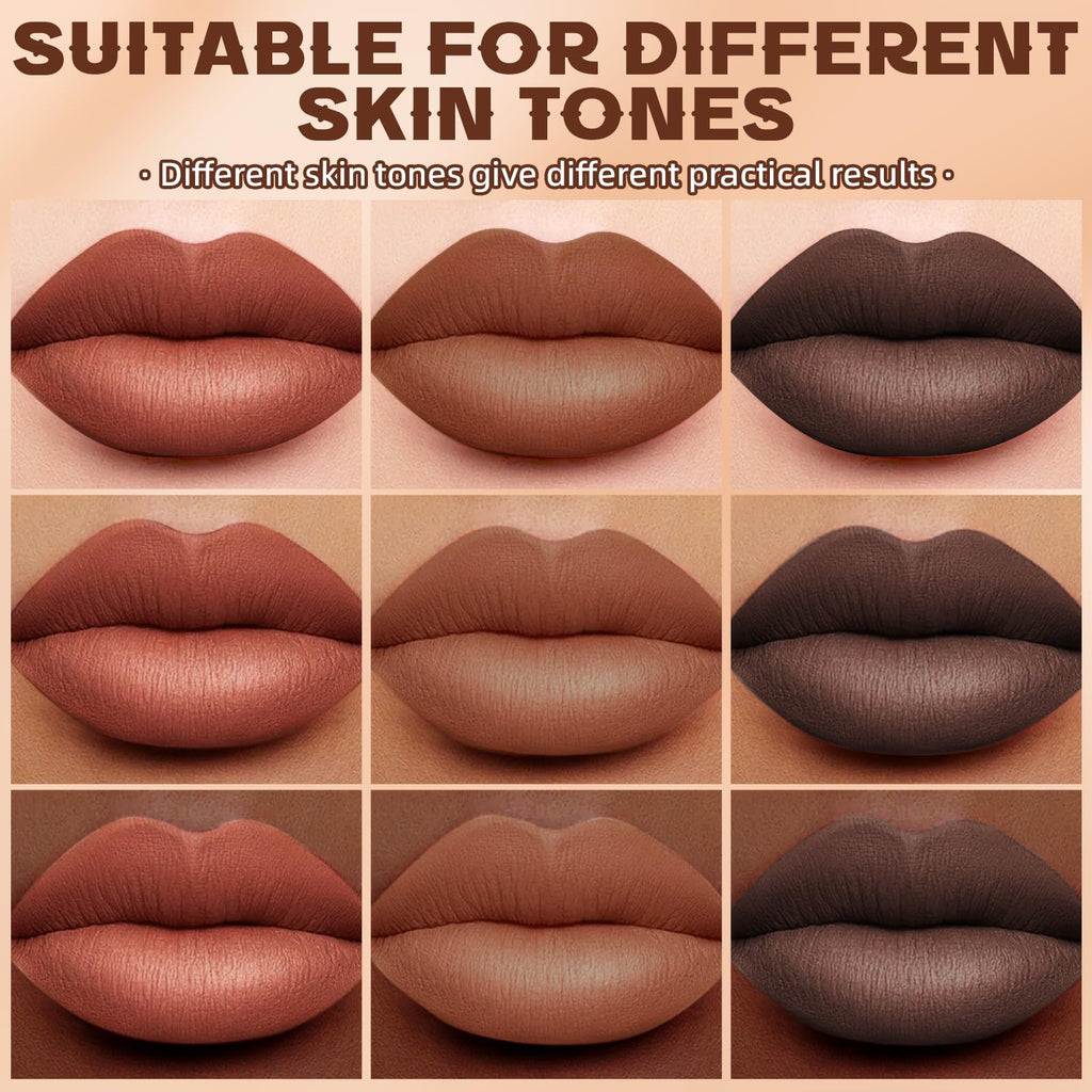 HOSAILY 3 Colors 2-in-1 Lip Liner Set – Matte Lip Liner & Lipstick in Red, Light Brown, Dark Brown | Creamy, Long-Lasting