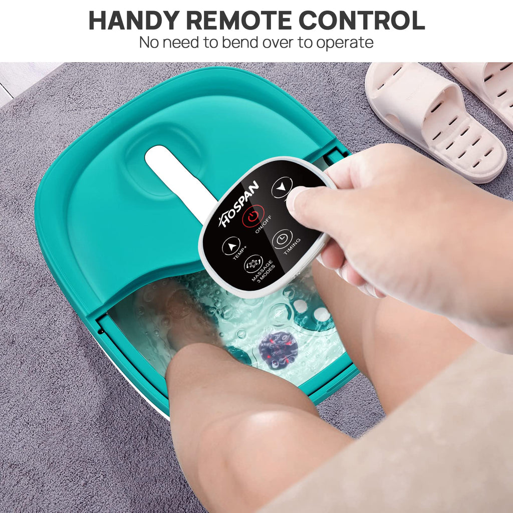 HOSPAN Collapsible Foot Spa – Electric Rotary Massage, Heat, Bubble, Remote, 24 Shiatsu Balls