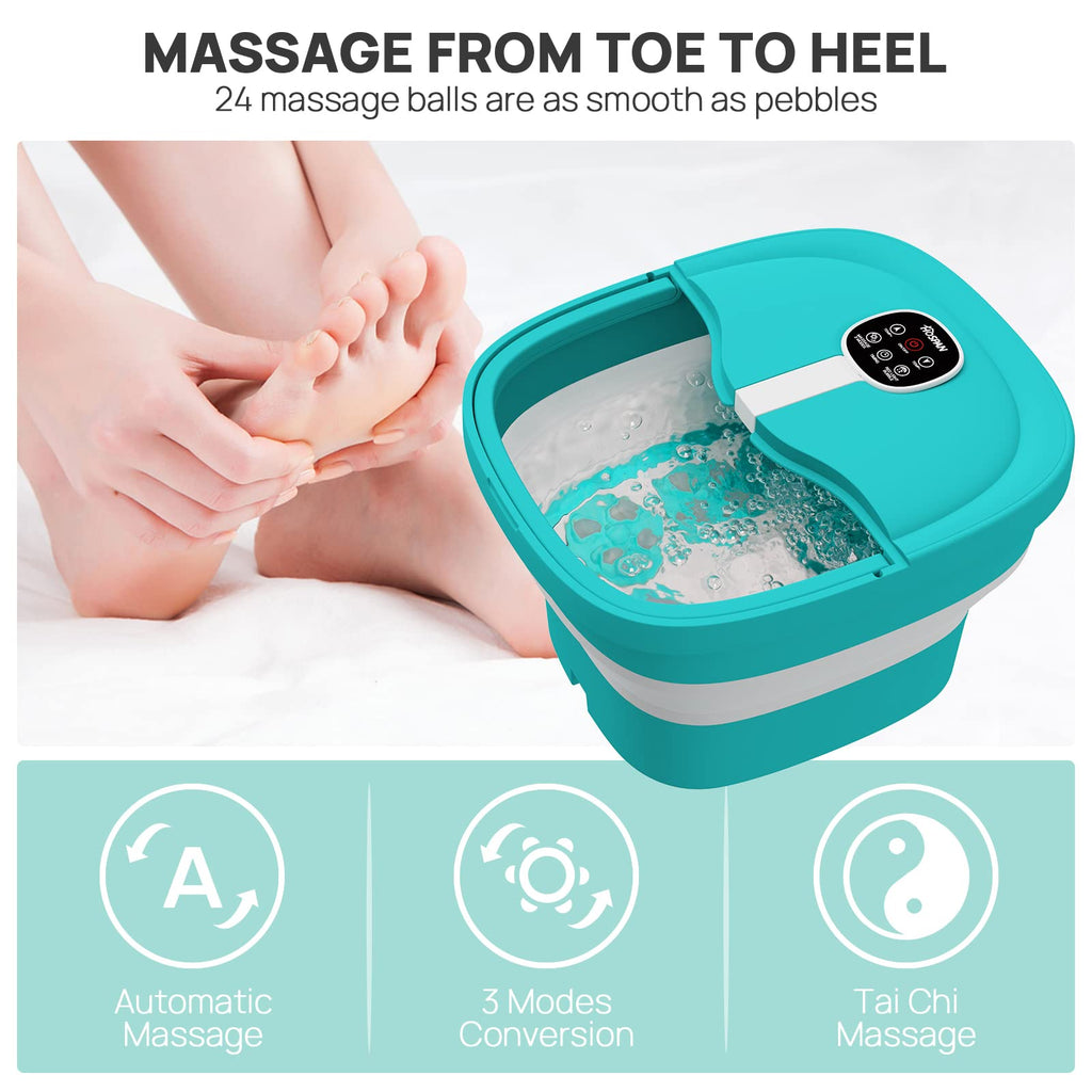 HOSPAN Collapsible Foot Spa – Electric Rotary Massage, Heat, Bubble, Remote, 24 Shiatsu Balls