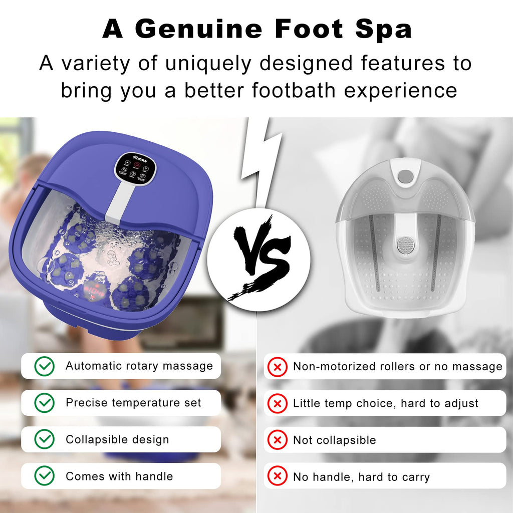 HOSPAN FS02A Collapsible Foot Spa — Electric Rotary Massage, Heat, Bubble, Remote