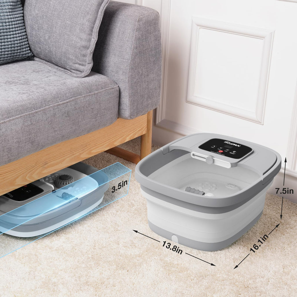 HOSPAN Collapsible Foot Spa with Heat, Bubble, Red Light, and 8 Shiatsu Rollers
