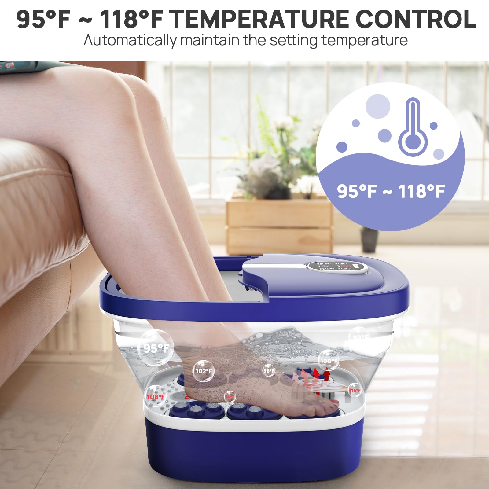HOSPAN FS02A Collapsible Foot Spa — Electric Rotary Massage, Heat, Bubble, Remote