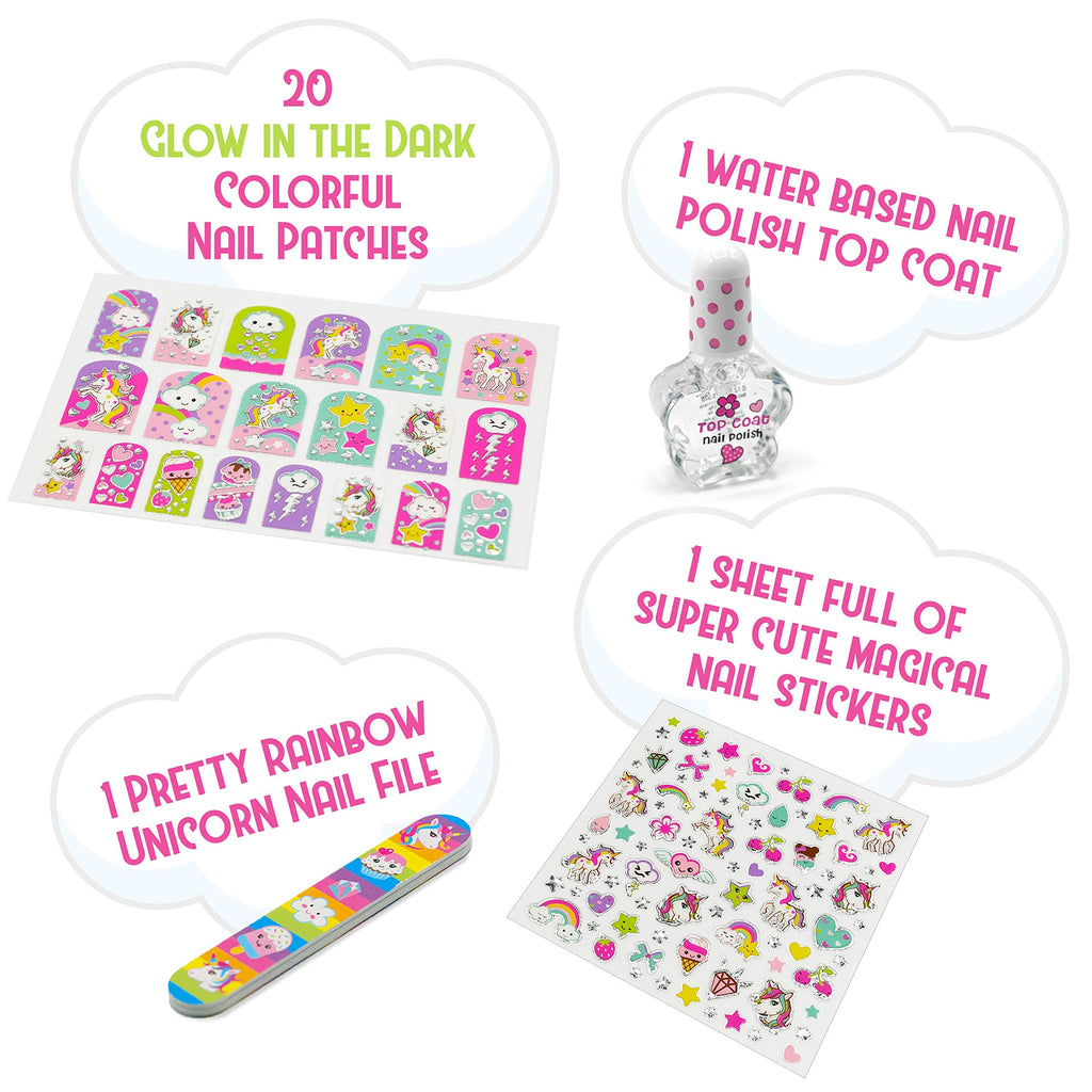 Hot Focus Unicorn Nail Kit – 77+ Pieces Kids Nail Art Spa Set for Girls 5–12