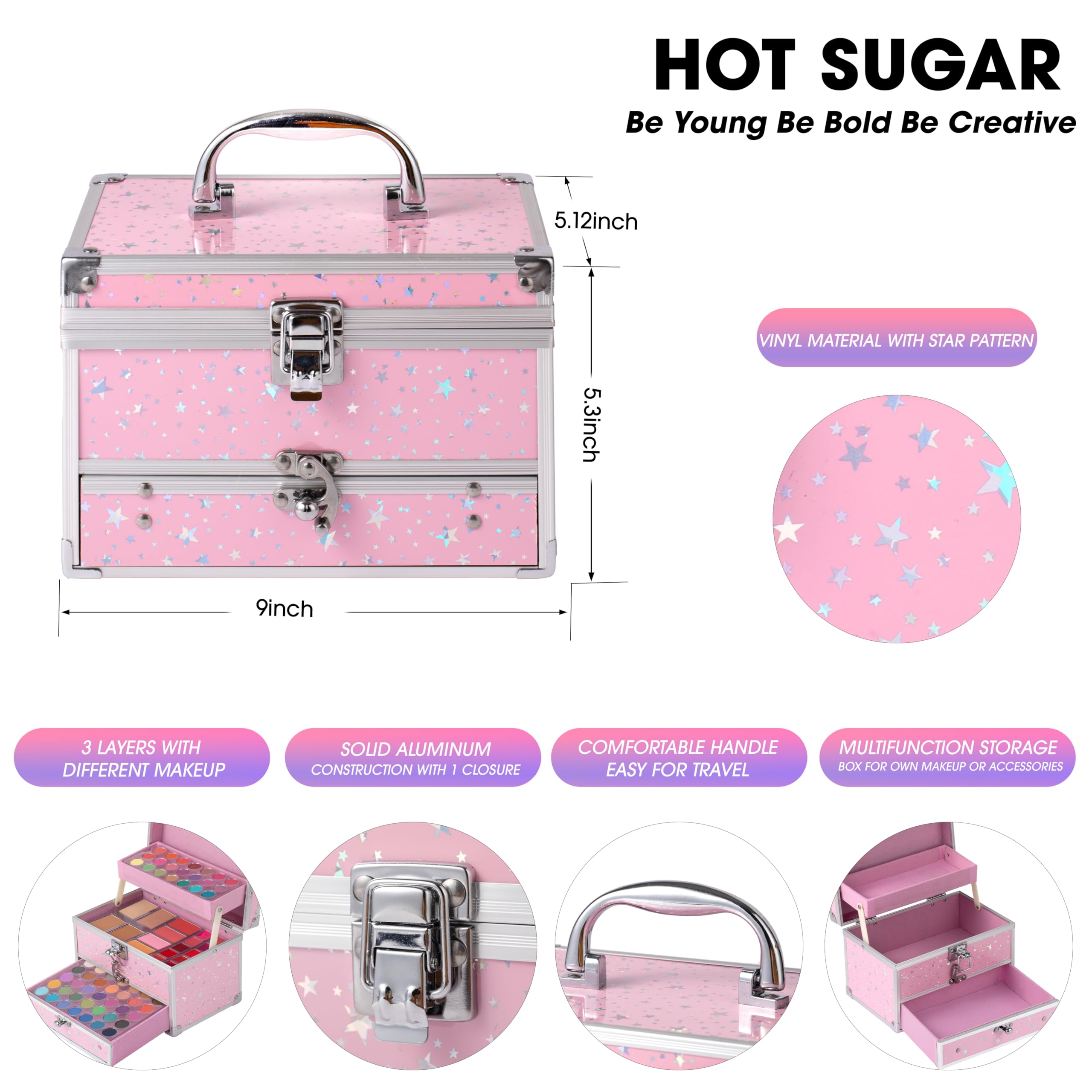 Hot Sugar Teen Makeup Kit with Train Case (Pink) – Portable Beginner Set