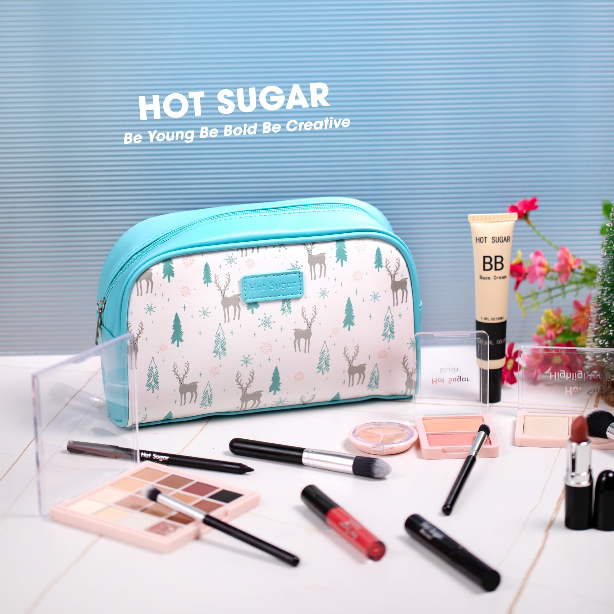 Hot Sugar Travel Makeup Kit All-in-One – Blue Cosmetic Set for Beginners & Pros
