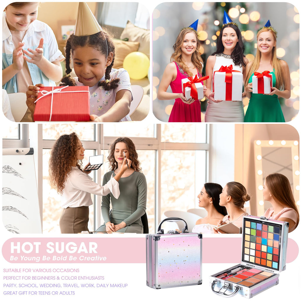Hot Sugar Rainbow Girls Makeup Kit – 36 Eyeshadows, Lip Gloss, Brushes, Case