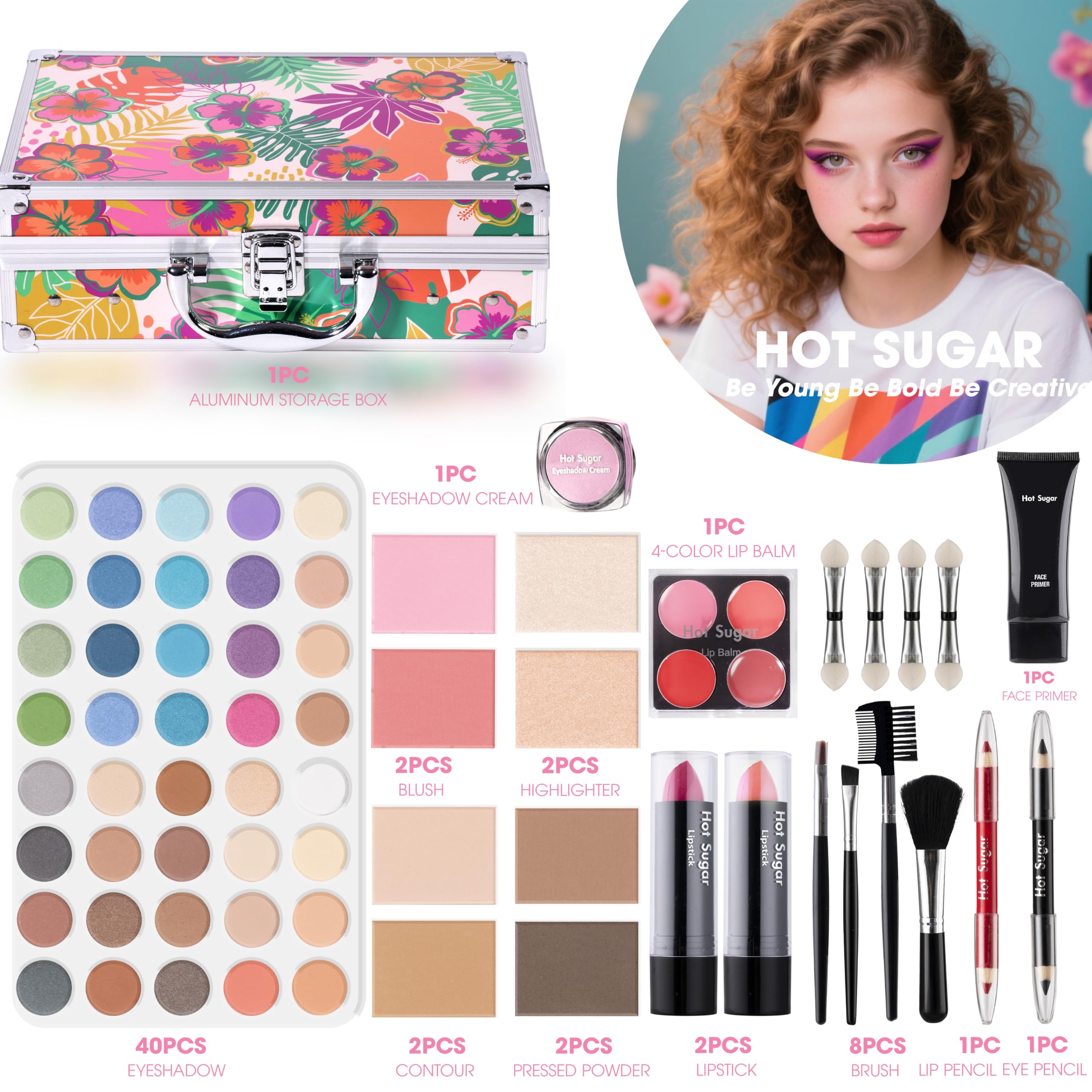 Hot Sugar Makeup Kit for Women – 40-Piece Beginner Set (Tropical)