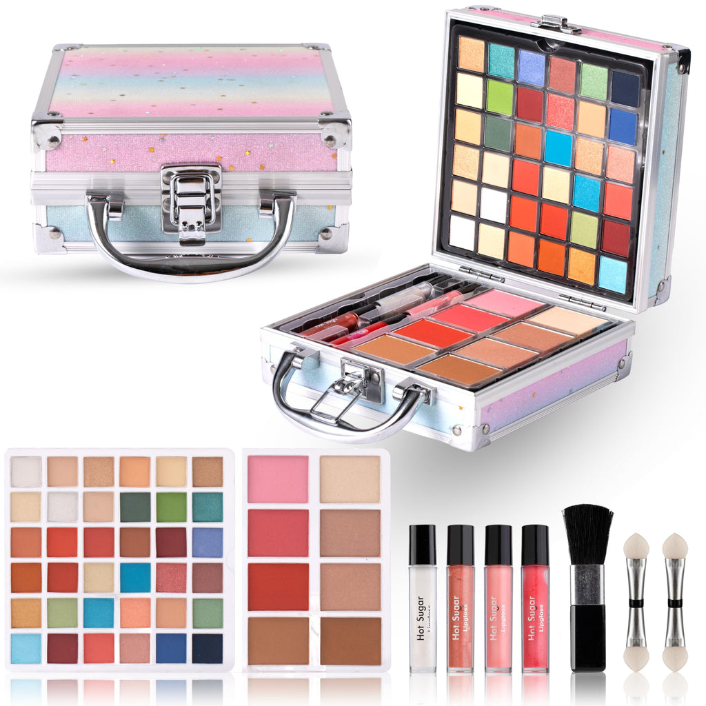 Hot Sugar Rainbow Girls Makeup Kit – 36 Eyeshadows, Lip Gloss, Brushes, Case