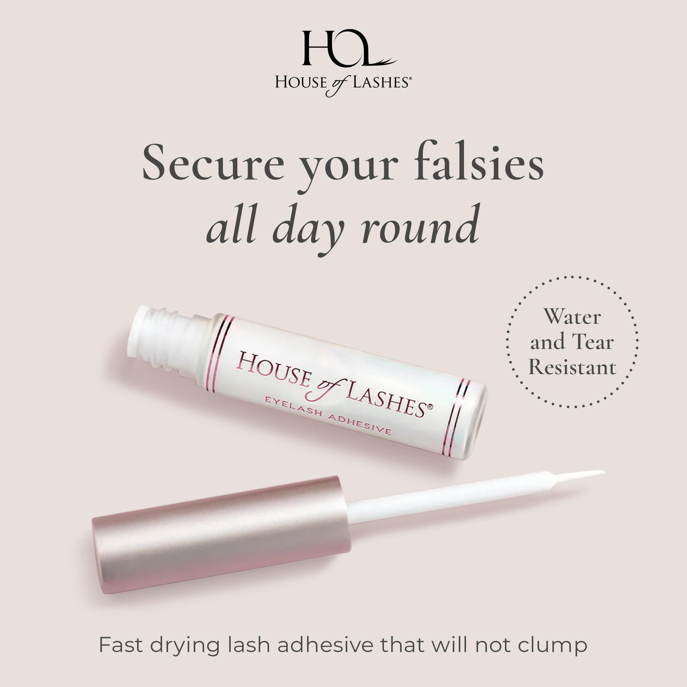 House of Lashes Eyelash Glue – Latex-Free for Sensitive Eyes, All-Day Hold, Clear Finish, 2 Count