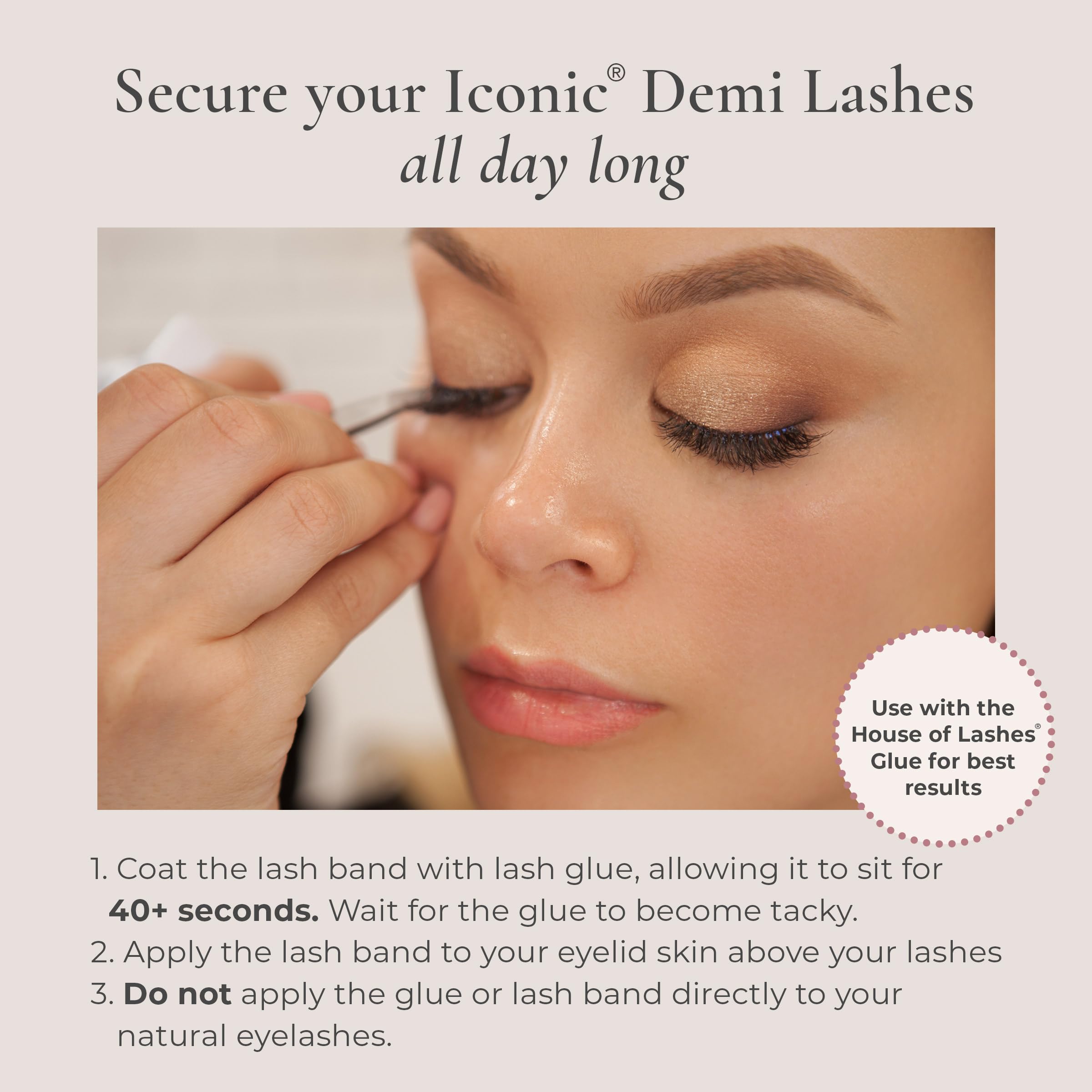 House of Lashes Iconic Demi – Comfortable Faux Mink Lashes for Bold Cat-Eye, Reusable & All Eye Shapes
