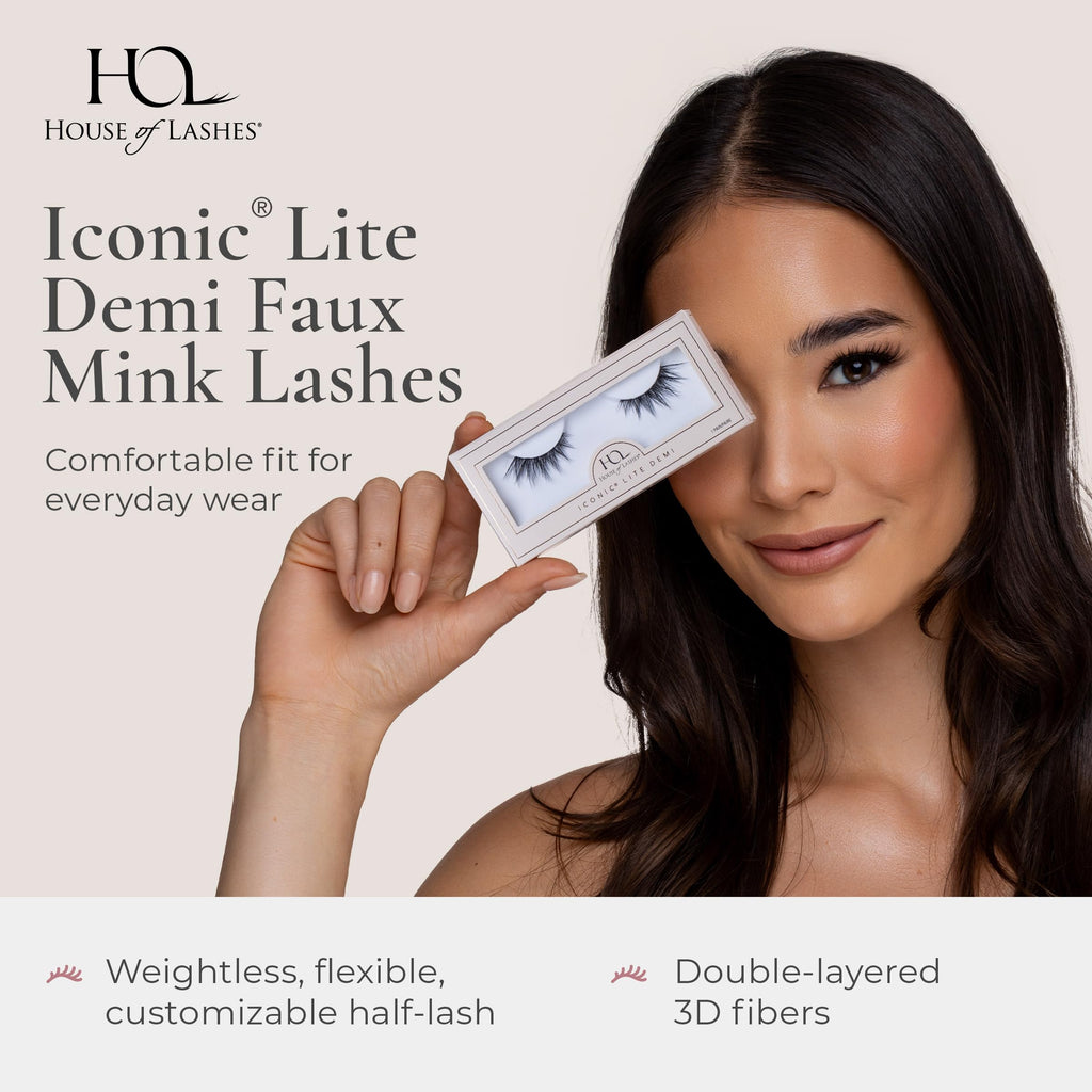 House of Lashes Iconic Lite Demi – Lightweight Faux Mink Llashes for Bold Cat-Eye