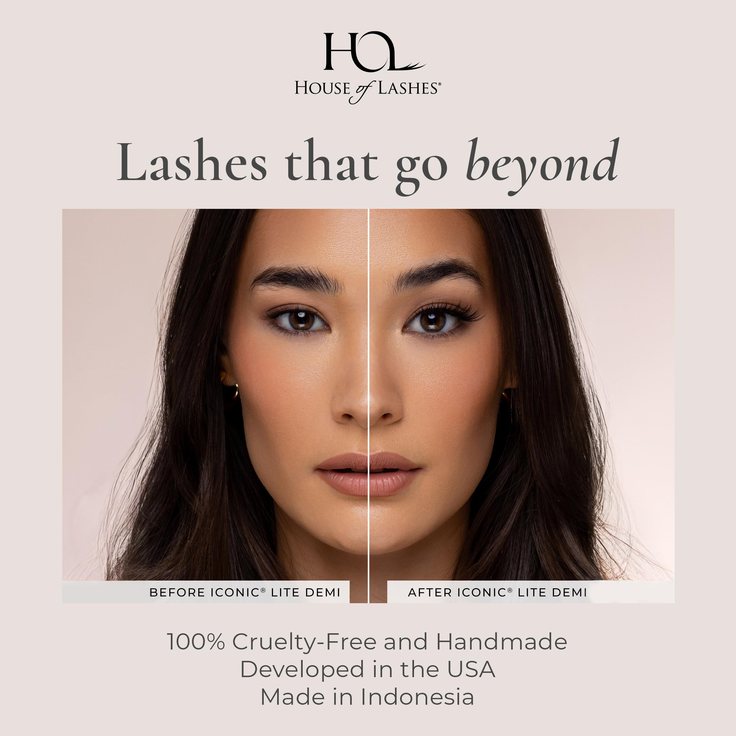House of Lashes Iconic Lite Demi – Lightweight Faux Mink Llashes for Bold Cat-Eye