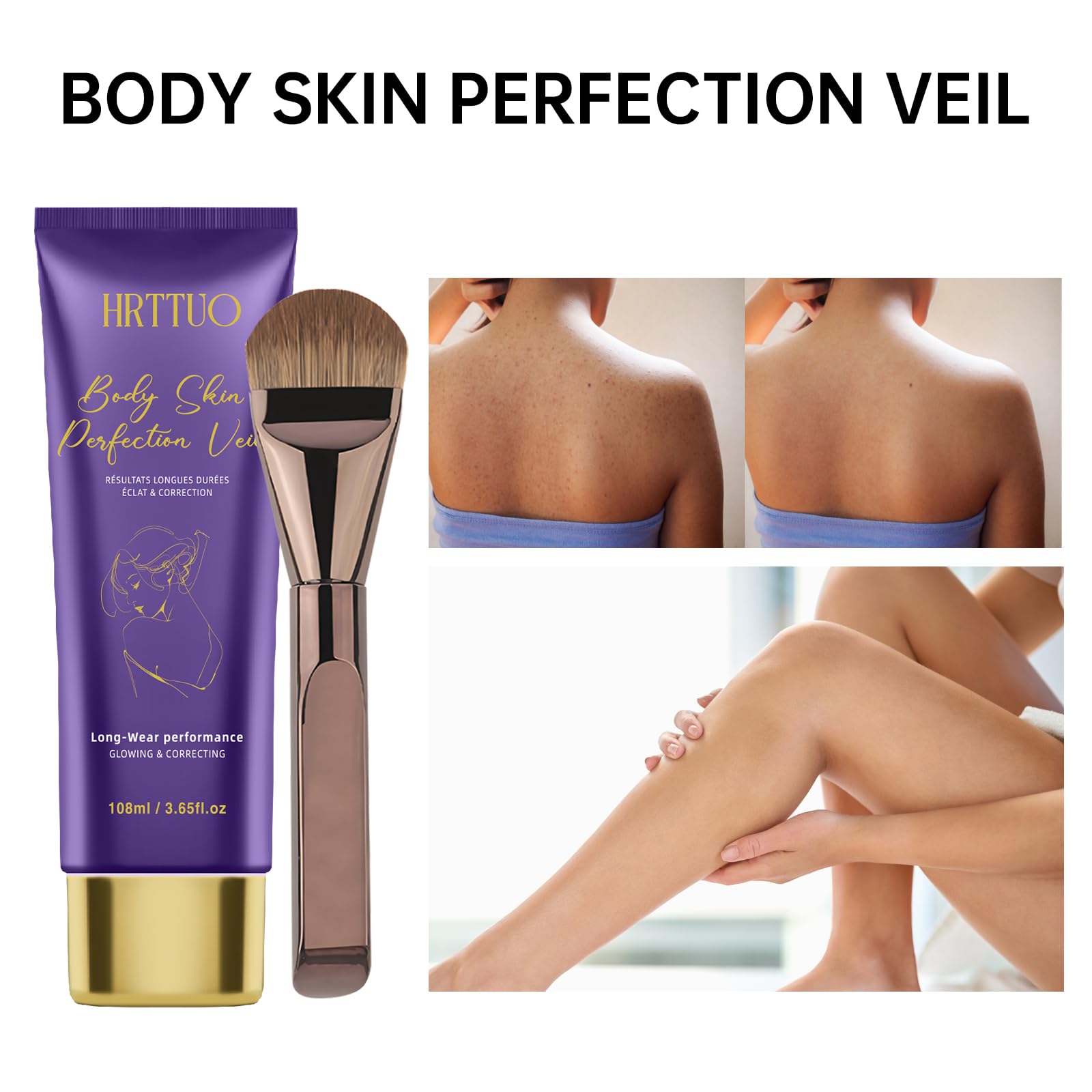 Body Coverage Perfector with Brush — Waterproof Leg & Body Makeup by HRTTUO
