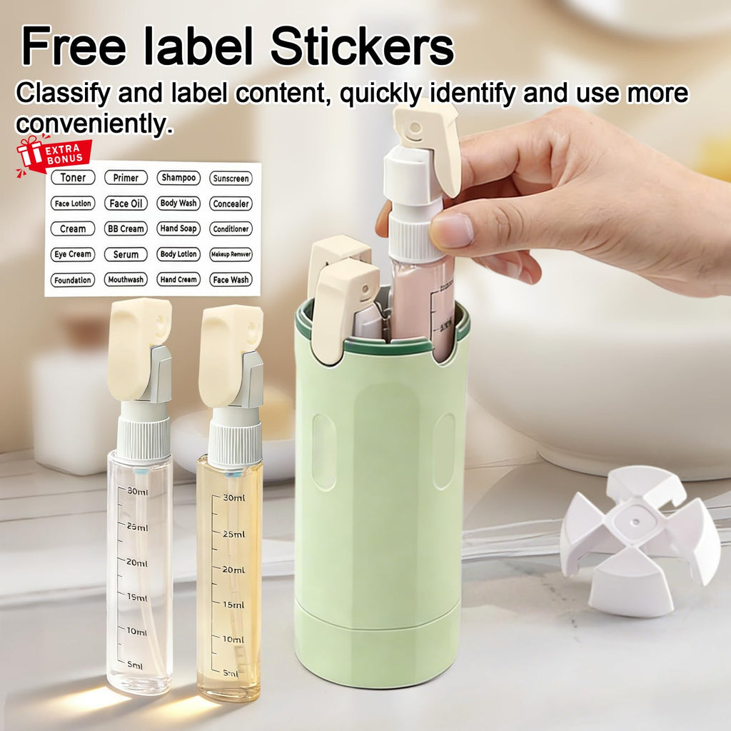 HSXCCL 4-in-1 Travel Dispenser Bottles | Refillable, Spill-Proof & Space-Saving for Vacation or Business Trips