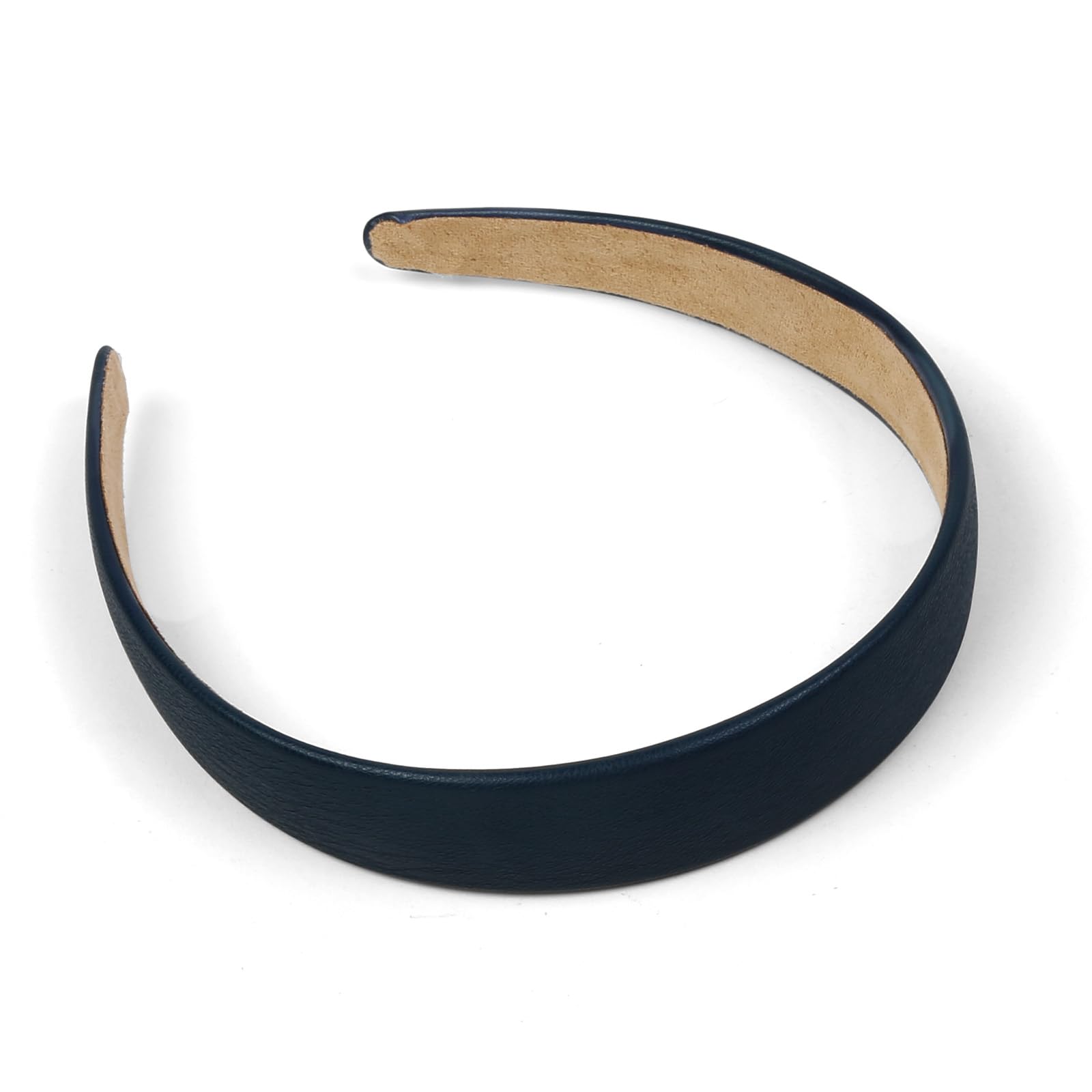 Huachi Navy Blue 1-Inch Faux Leather Headband for Women