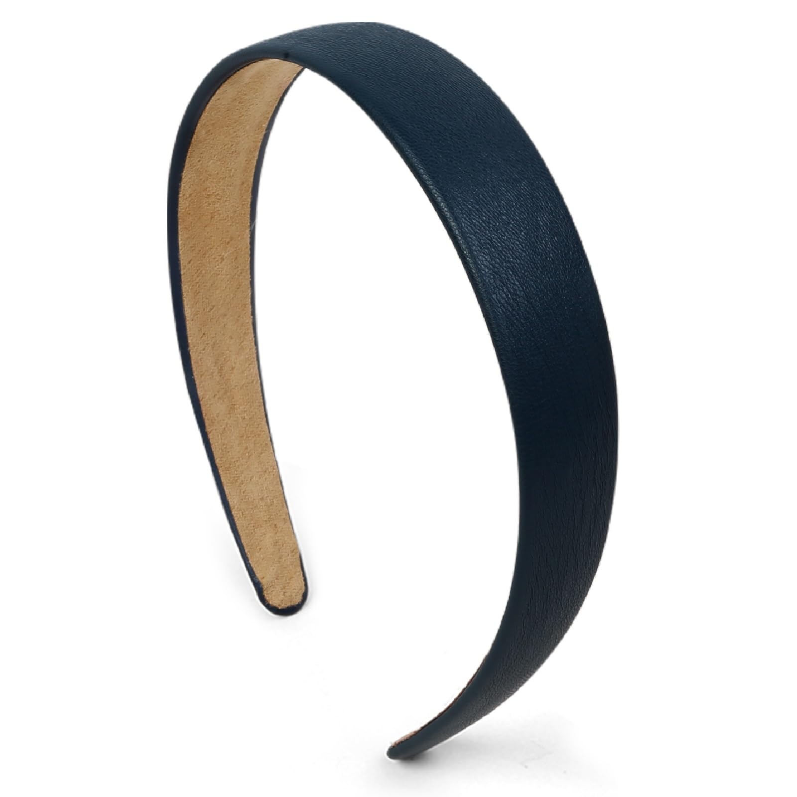 Huachi Navy Blue 1-Inch Faux Leather Headband for Women