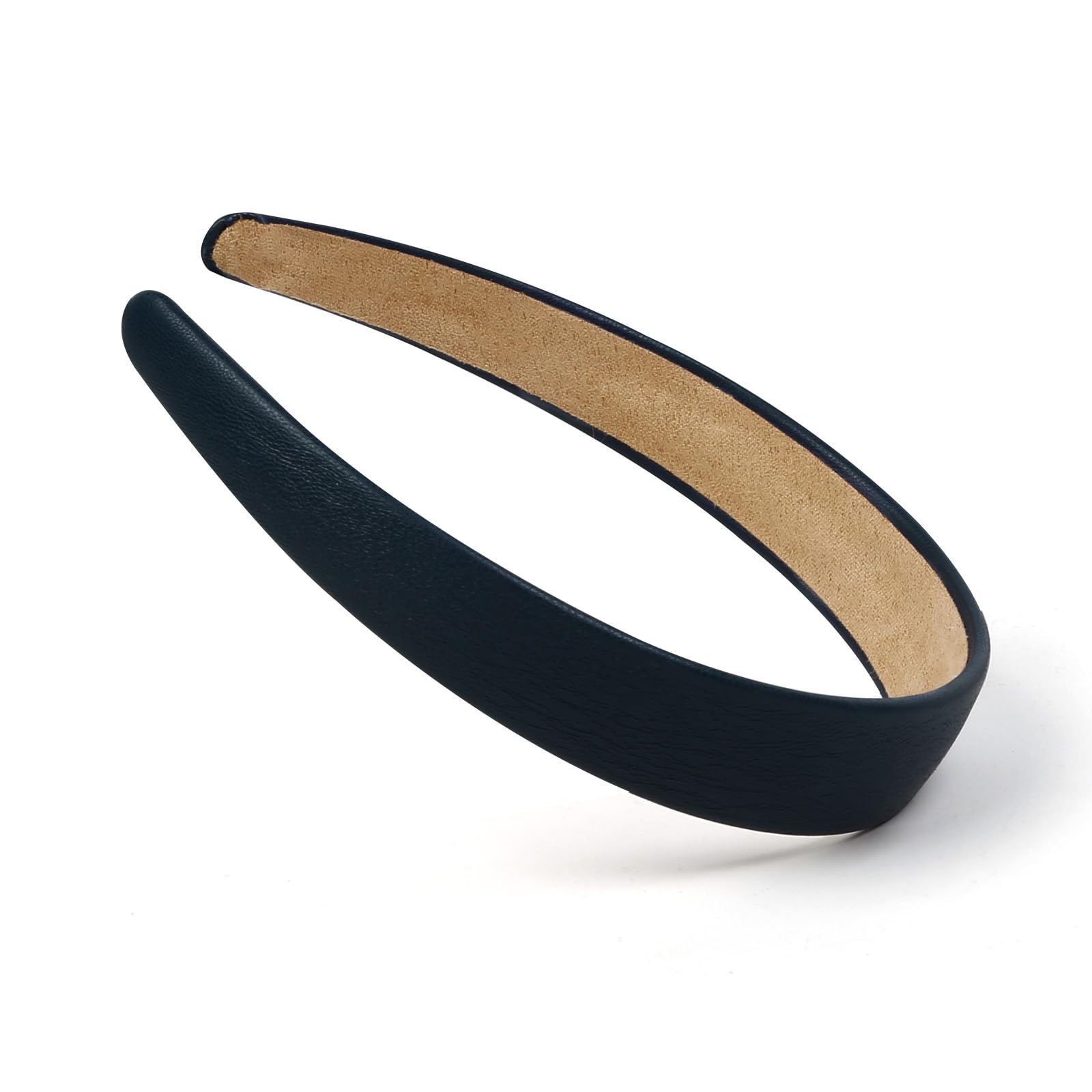 Huachi Navy Blue 1-Inch Faux Leather Headband for Women