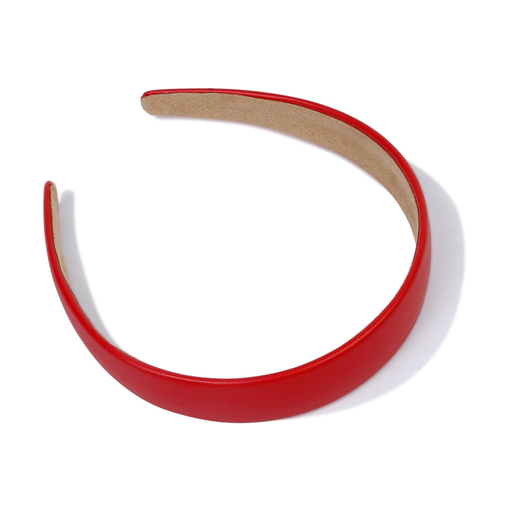 Huachi Red Headbands for Women | 1-Inch Faux Leather Wide Headband