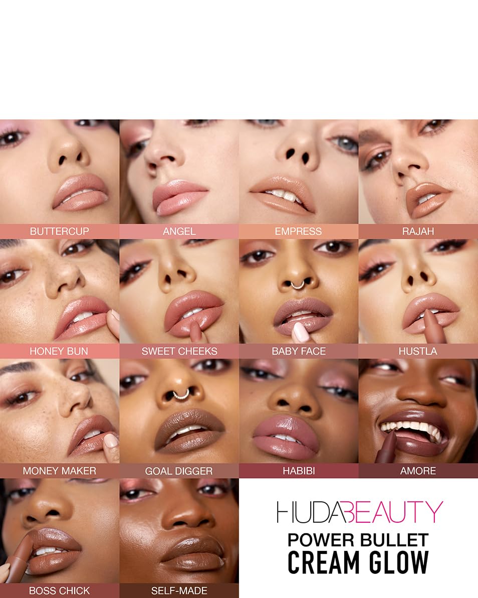 HUDA BEAUTY Power Bullet Cream Glow Hydrating Lipstick Rajah | Creamy Color + Radiant Shine