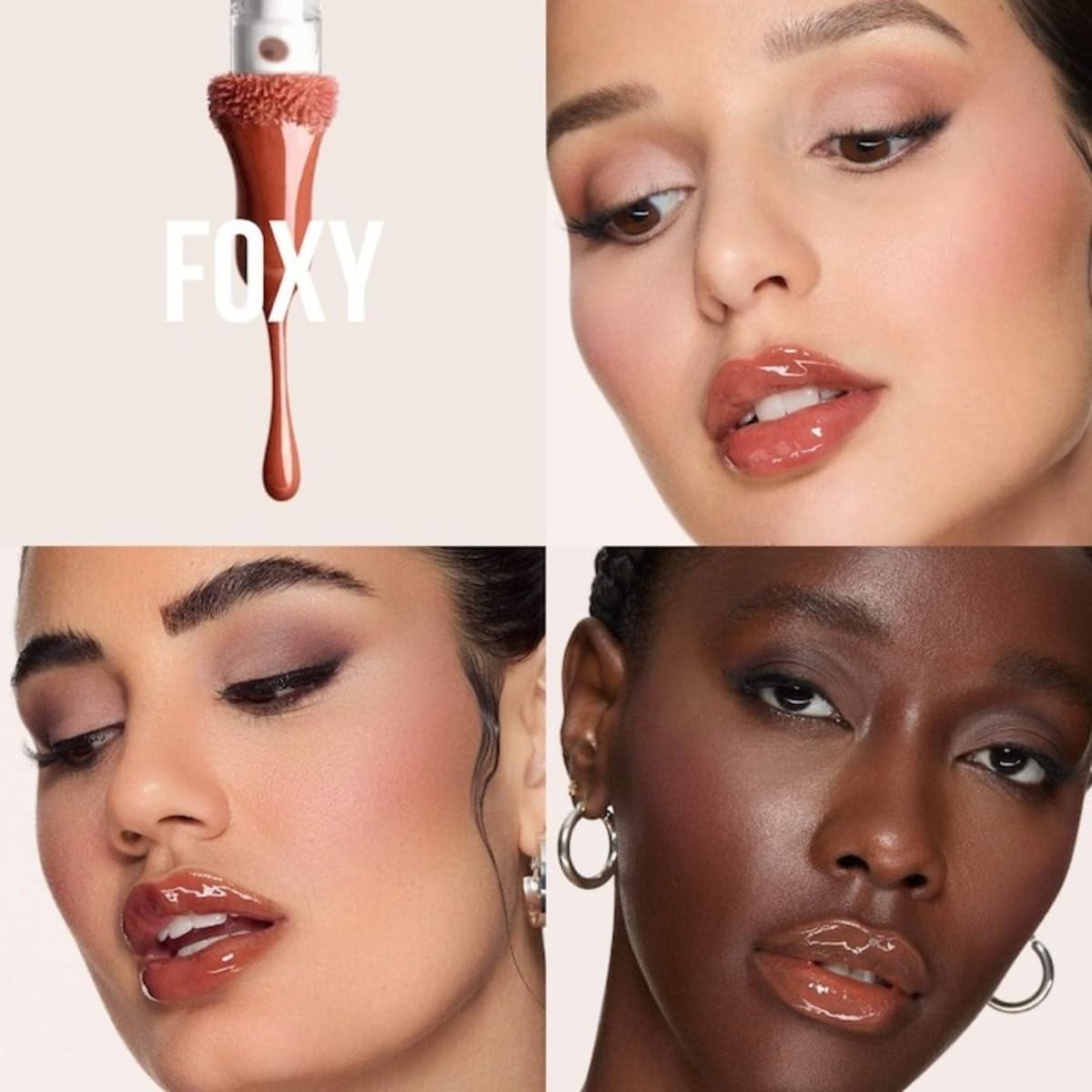 Huda Beauty Faux Filler Extra Shine Lip Gloss Foxy – Caramel Brown