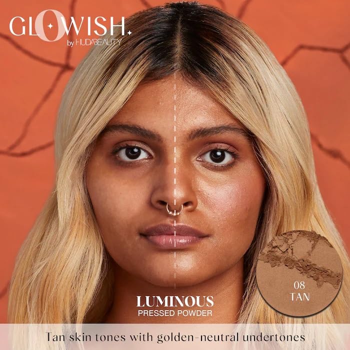 HUDABEAUTY GloWish Lightweight Blurring Pressed Powder 09 Extra-Tan – Soft Blur, Weightless Finish