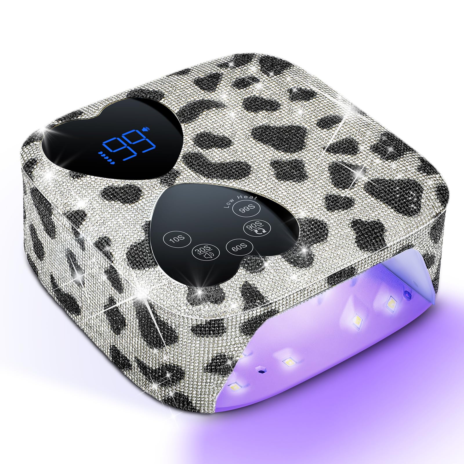 HUITINE 80W UV LED Nail Lamp Cordless – Cow Diamond, 5 Timers & Mirror Base
