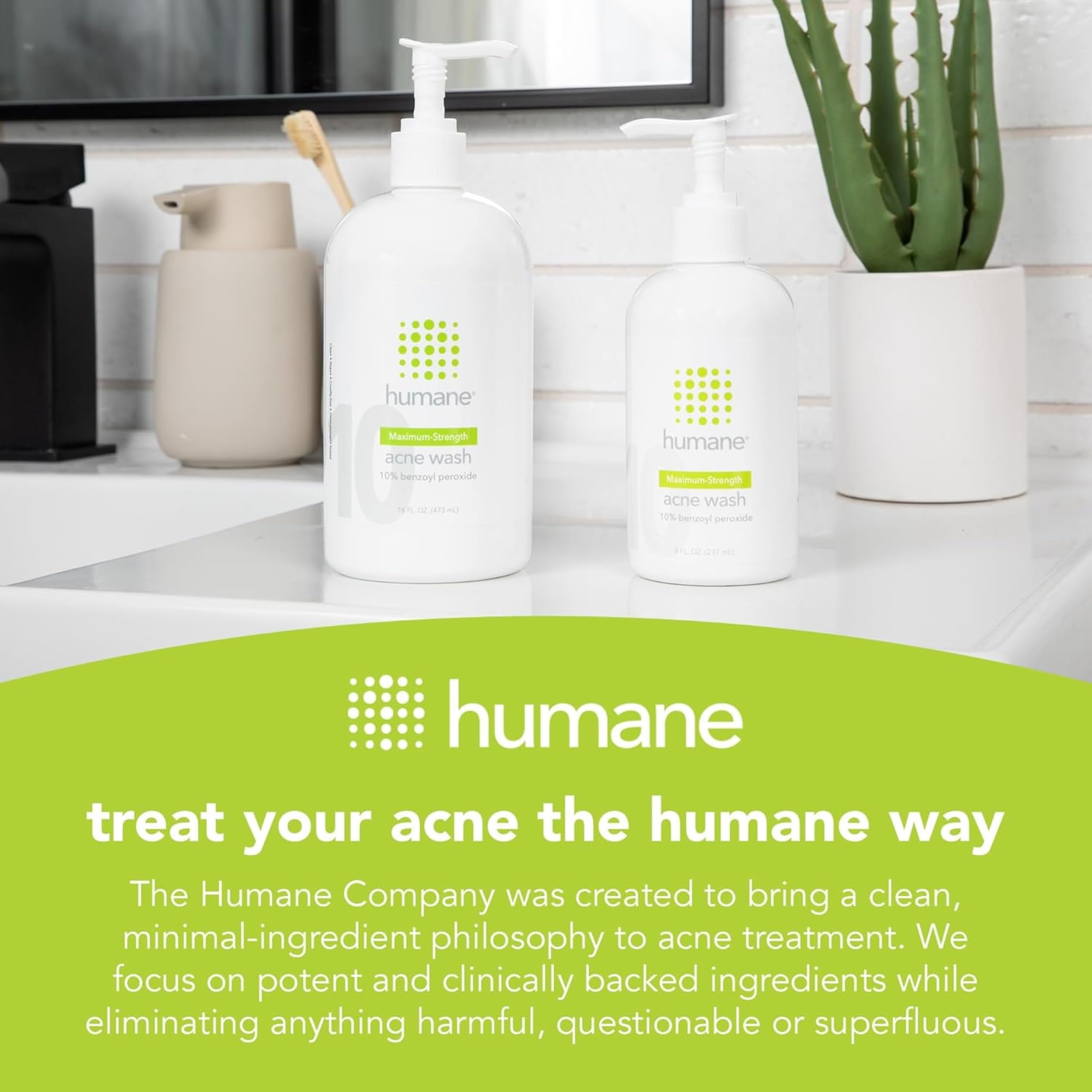 Humane 5% Benzoyl Peroxide Face Wash | Regular-Strength Acne Cleanser for Face, Back & Body | 8 oz | Cruelty-Free